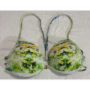 Victoria's Secret 34B Studded Push Up Bra Strappy Geometric Lime Green Vacation